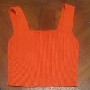 Bold Orange Ribbed Crop Top